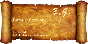 Berey Gordon névjegykártya